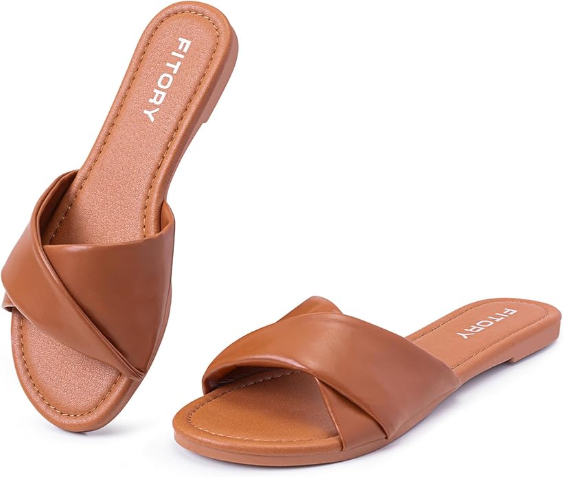 Premium Leather Slide Sandals for Women | Soft & Versatile