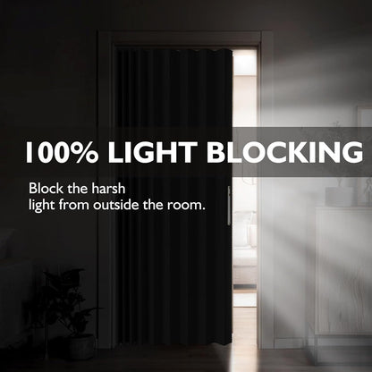100% Blackout Accordion Door Curtain - Adhesive Track Install