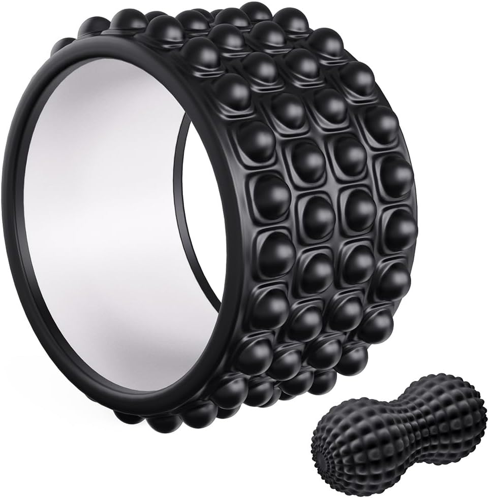 Back Roller Wheel & Stretcher with Massage Ball