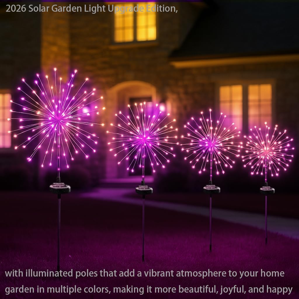 Solar Firework Lights - Outdoor Garden Stake Decor (2-Pack)