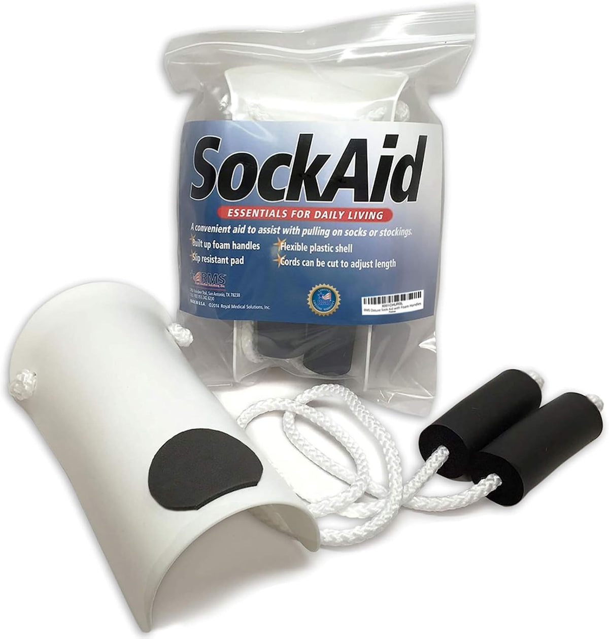 Deluxe Sock Aid with Foam Handles for Easy Dressing