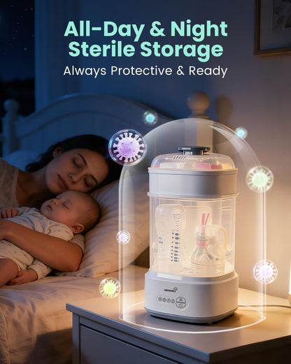 Compact Baby Bottle Sterilizer & Dryer with Fast Sanitization
