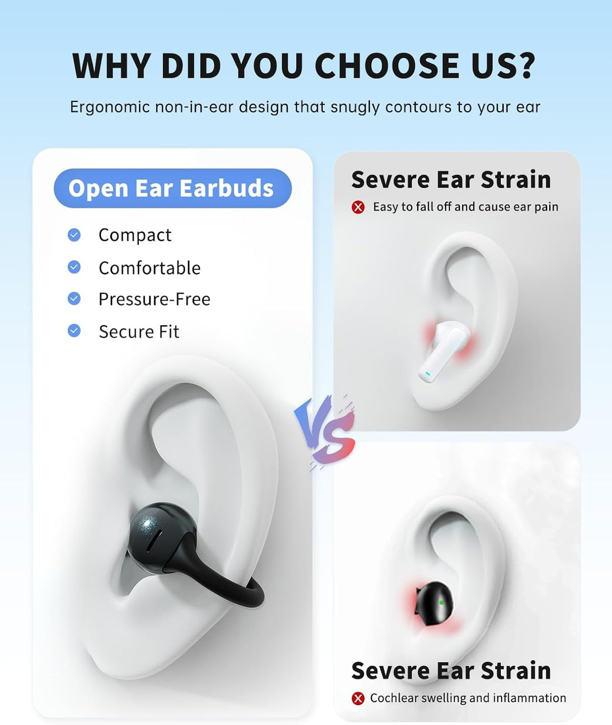 Open Ear Clip-On Wireless Earbuds for Running & Workouts
