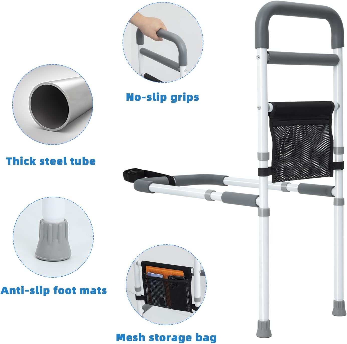Bed Rails with Support Legs for Enhanced Bedside Stability