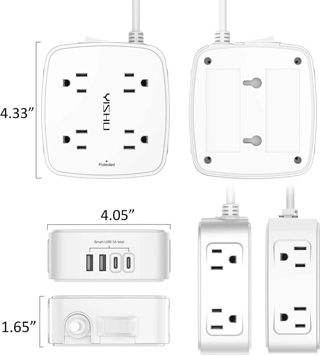 Surge Protector Power Strip – 8 Outlets, 4 USB Ports, 6 Ft Cord