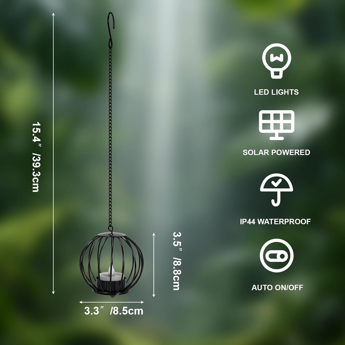 Solar Hanging Lanterns - Waterproof Outdoor Metal Candle Lights
