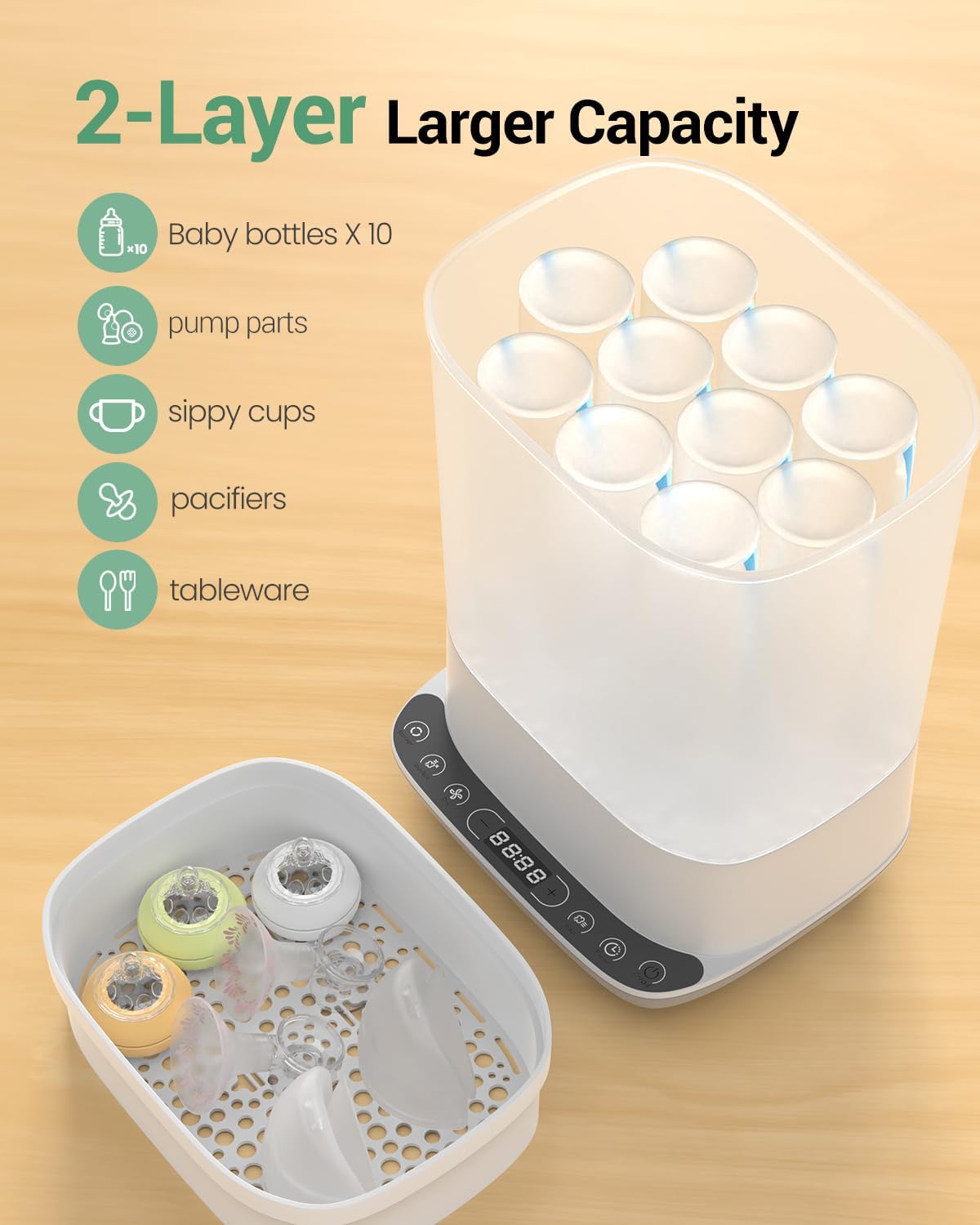 6-in-1 Baby Bottle Sterilizer and Dryer | Large Capacity