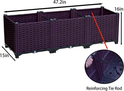 3-Grid Elevated Raised Garden Bed with Drainage System