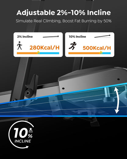 2-in-1 Foldable Walking Pad Treadmill with Incline & App Control