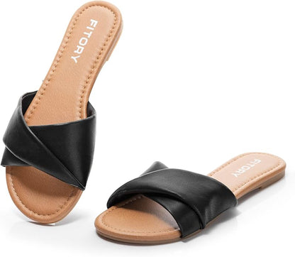 Premium Leather Slide Sandals for Women | Soft & Versatile