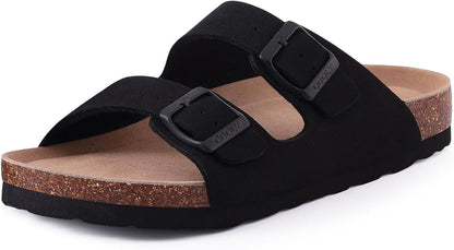 Cork Footbed Slide Sandals with Arch Support & Adjustable Buckle