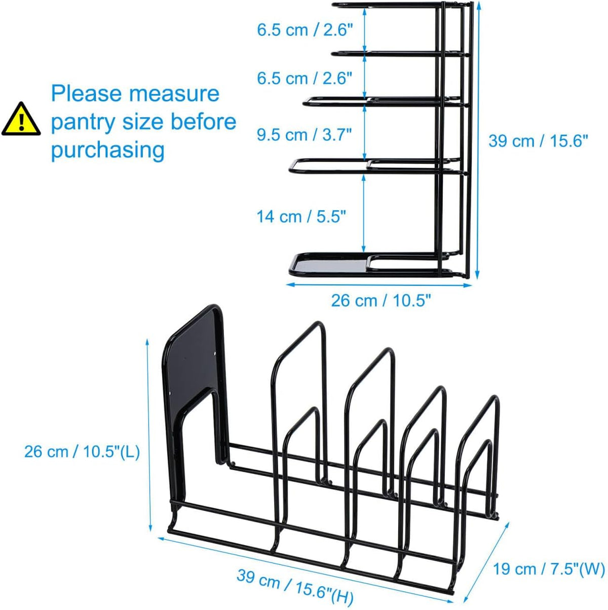 Heavy Duty 5-Tier Pan Organizer Rack for Cast Iron Skillets