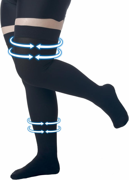 Plus Size Thigh High Compression Stockings 15-30mmHg