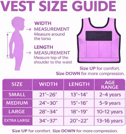 Kids Weighted Sensory Compression Vest - Calming Purple Design
