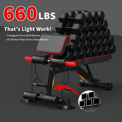 FlexCore Adjustable Weight Bench - Home Gym Training Equipment