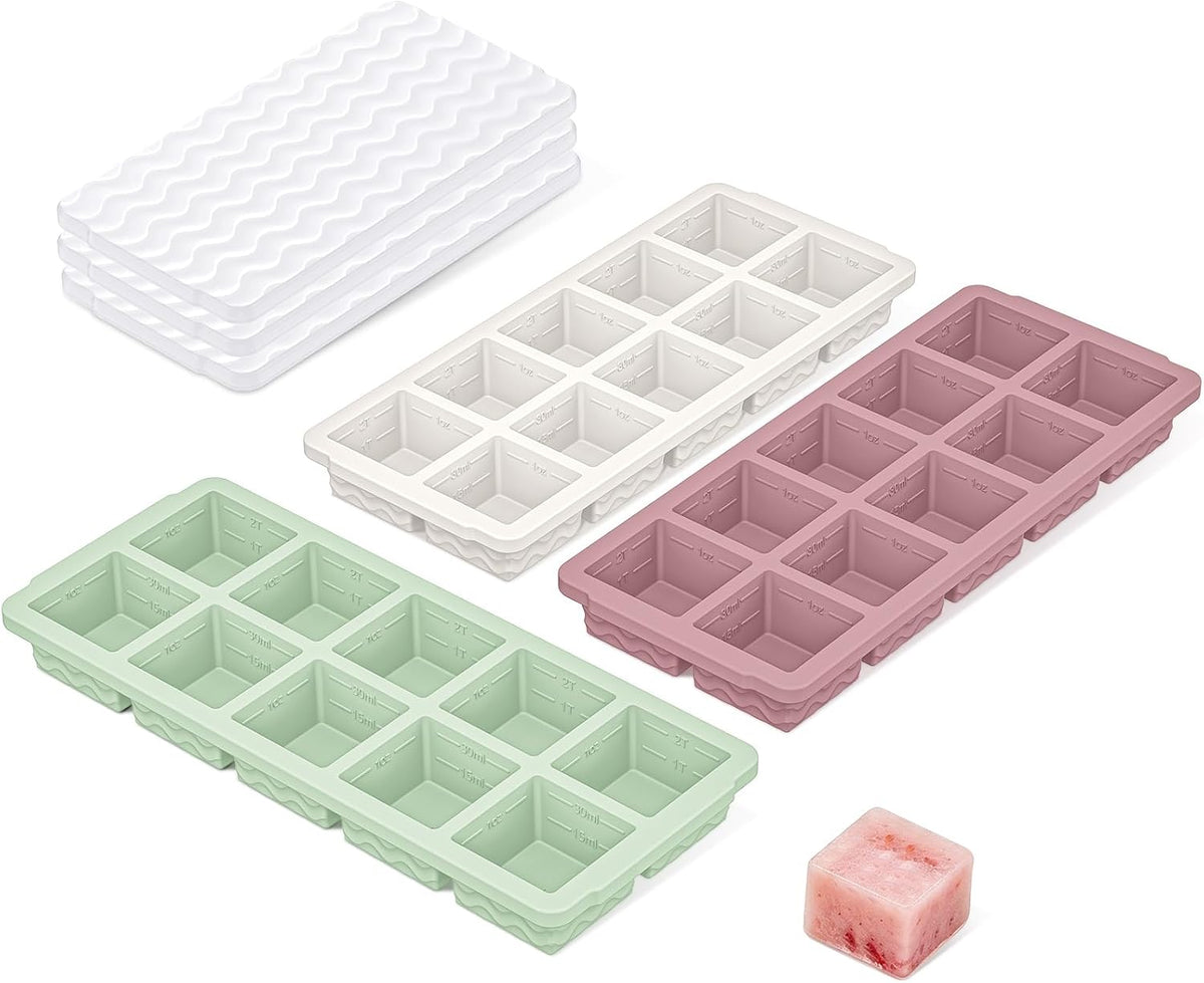 Silicone Freezer Trays with Lid - 3-Pack Soup Storage Molds