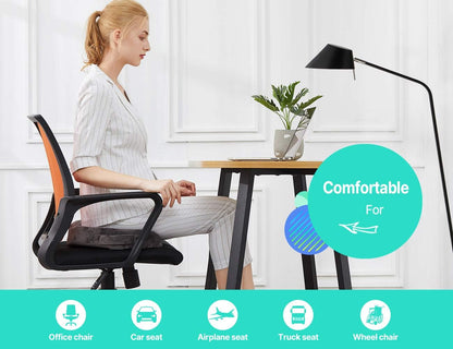 Gel Memory Foam Seat Cushion - Orthopedic Coccyx Support