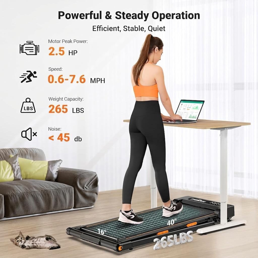 2-in-1 Walking Pad Treadmill with Handle Bar | Portable