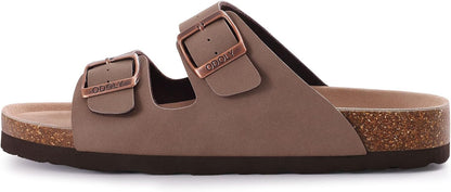 Cork Footbed Slide Sandals with Arch Support & Adjustable Buckle