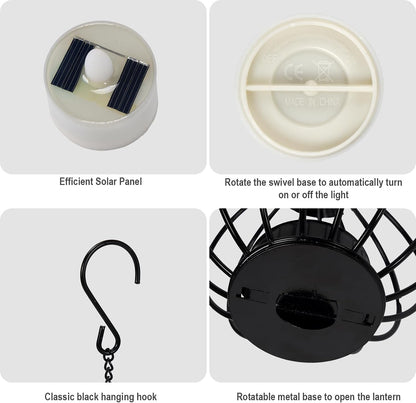 Solar Hanging Lanterns - Waterproof Outdoor Metal Candle Lights