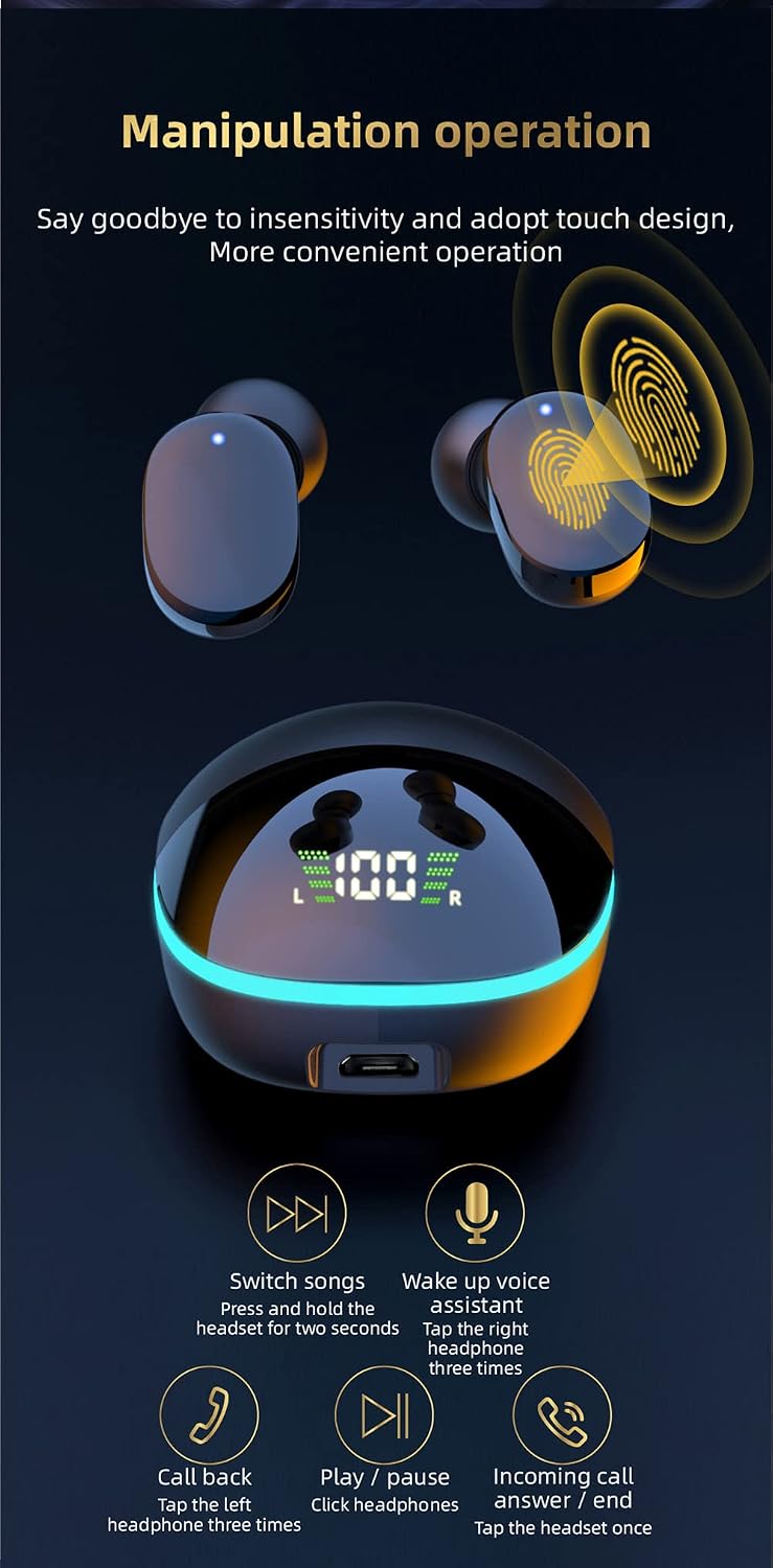 Wireless Bluetooth 5.4 Earbuds with 40H Playtime & Touch Control
