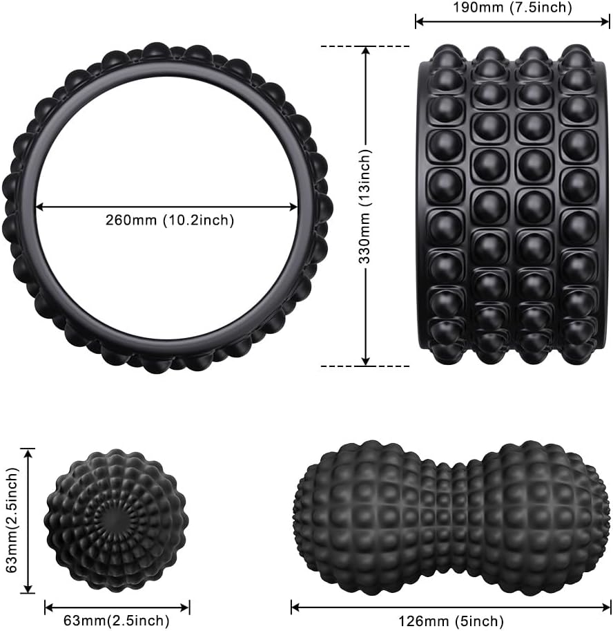 Back Roller Wheel & Stretcher with Massage Ball