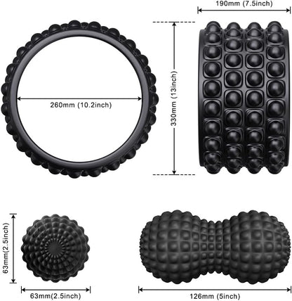 Back Roller Wheel & Stretcher with Massage Ball