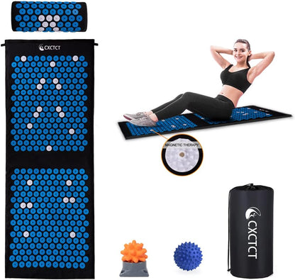 Acupressure Yoga Mat Set with Magnetic Pillow - Extra Long