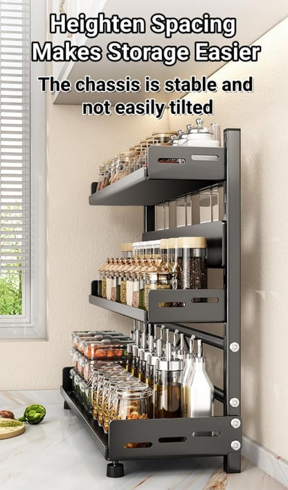 Adjustable Kitchen Countertop Organizer Rack with Knife Slot