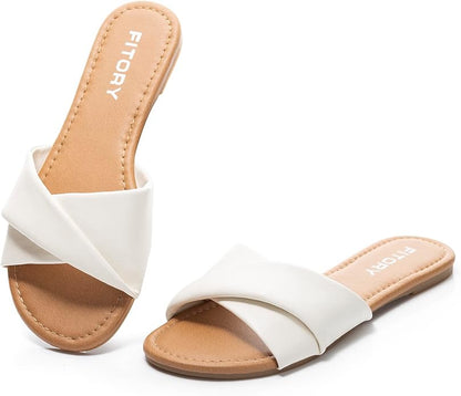 Premium Leather Slide Sandals for Women | Soft & Versatile