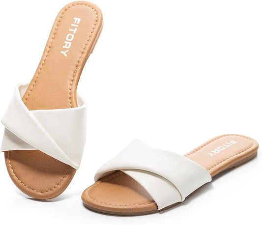 Premium Leather Slide Sandals for Women | Soft & Versatile