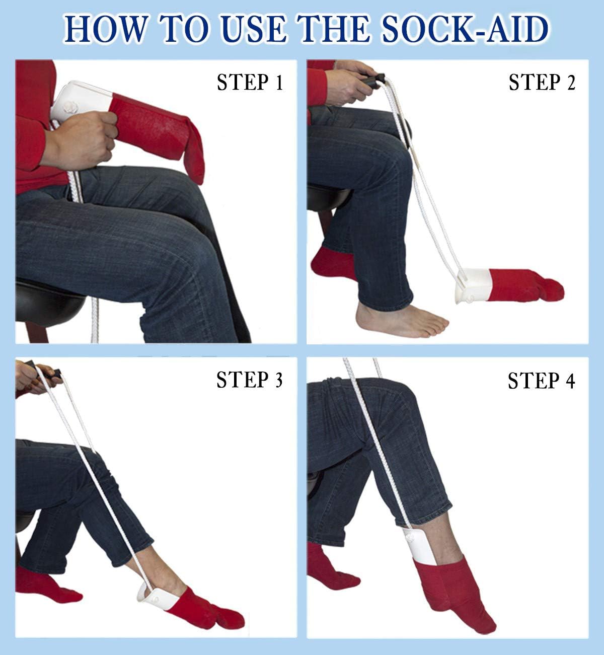 Deluxe Sock Aid with Foam Handles for Easy Dressing