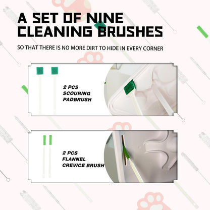 Pet Water Fountain Cleaning Kit - 9 Piece Brush & Sponge Set