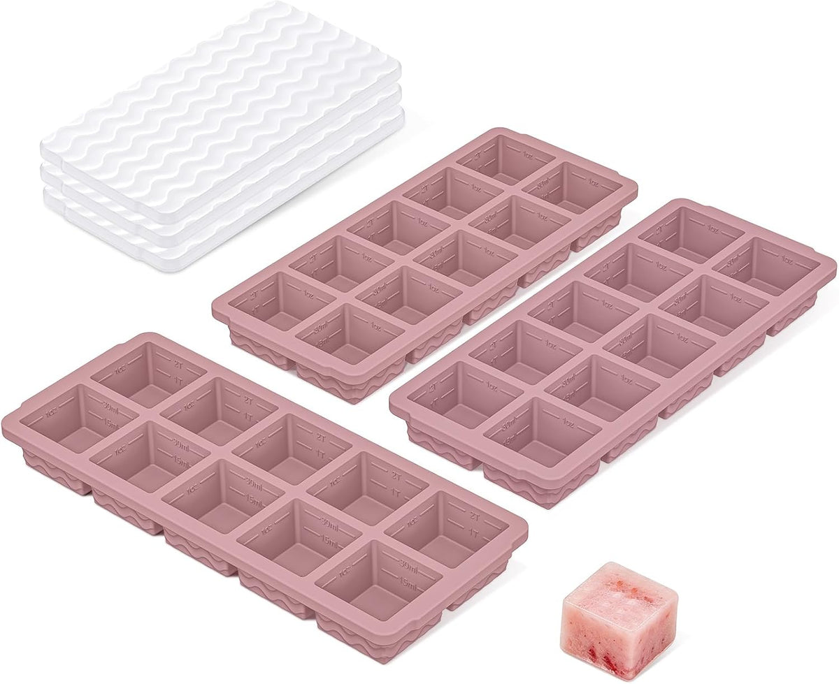 Silicone Freezer Trays with Lid - 3-Pack Soup Storage Molds