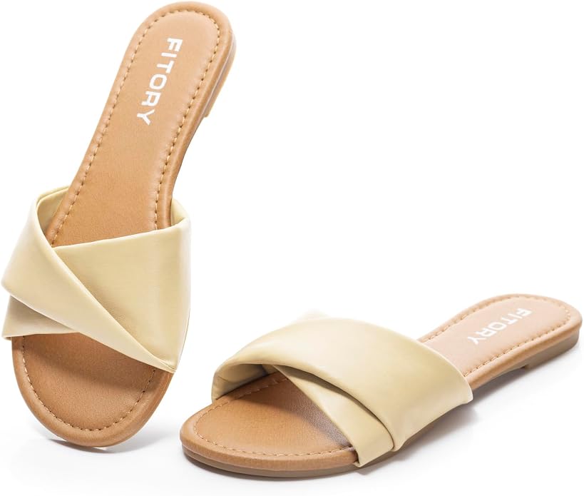 Premium Leather Slide Sandals for Women | Soft & Versatile