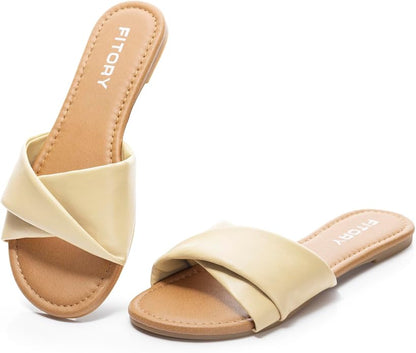 Premium Leather Slide Sandals for Women | Soft & Versatile