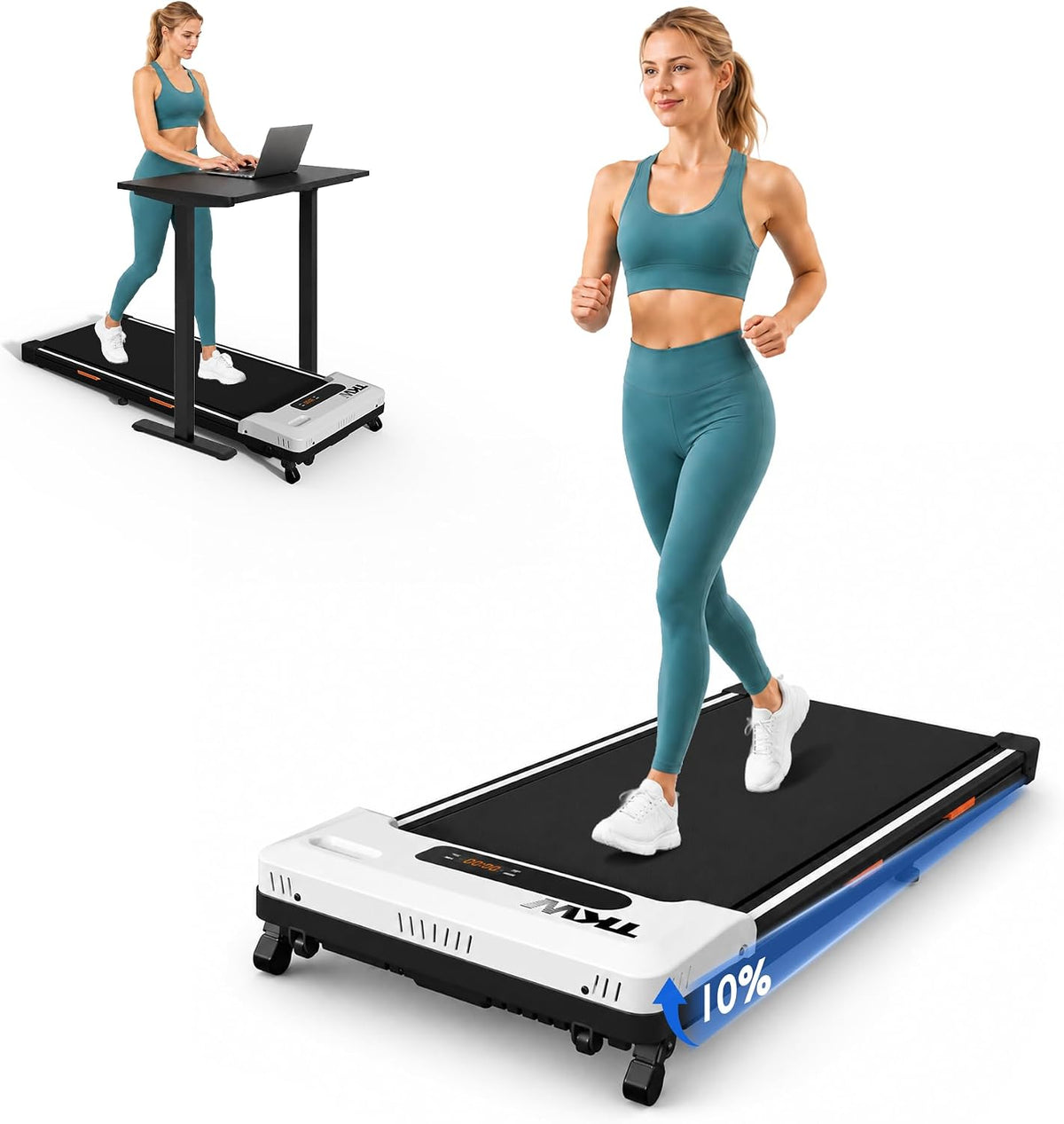 Walking Pad Treadmill with Incline - Portable Under Desk