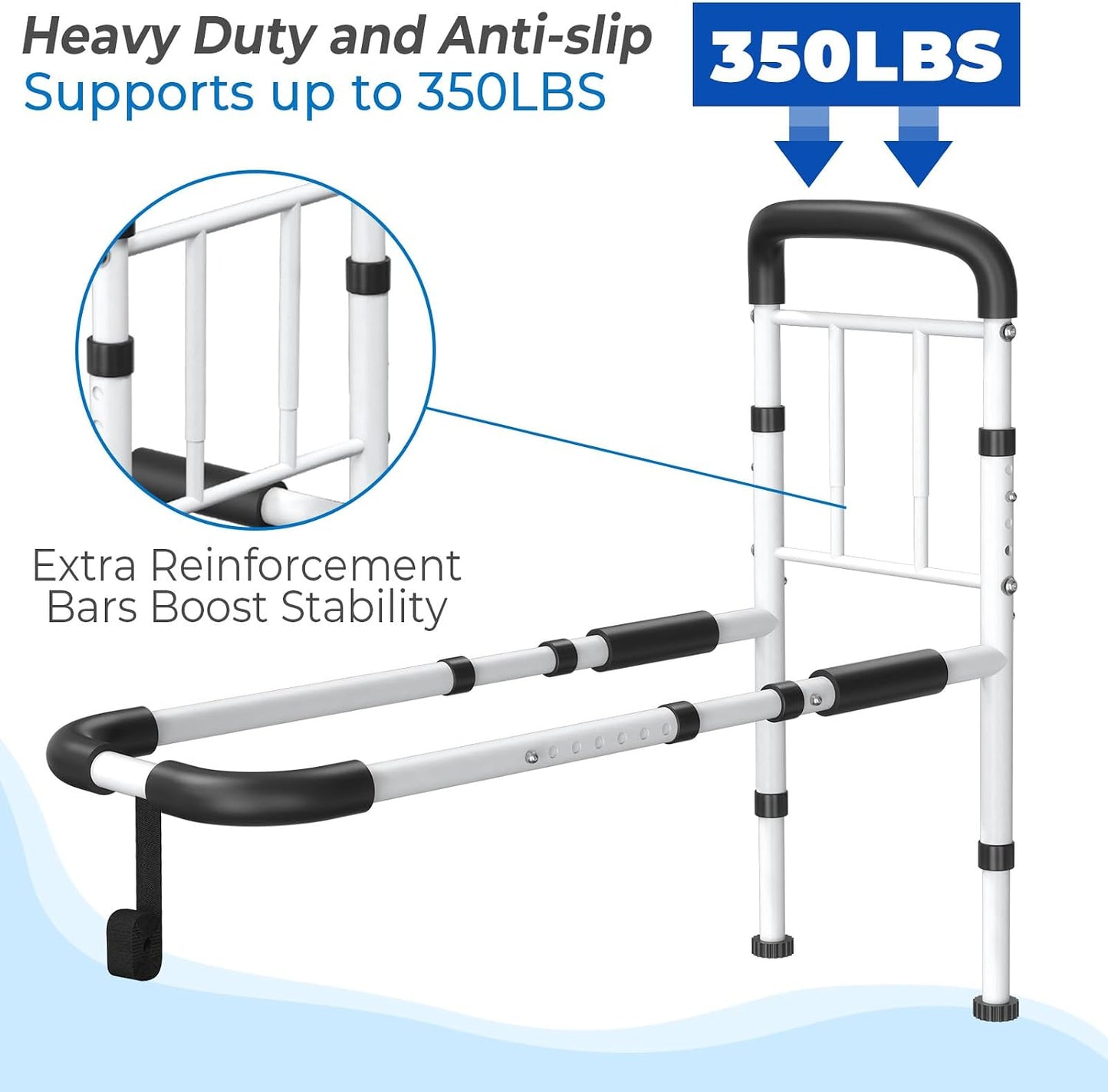 Bed Rails with 350 LB Capacity – Curved & Straight Handles