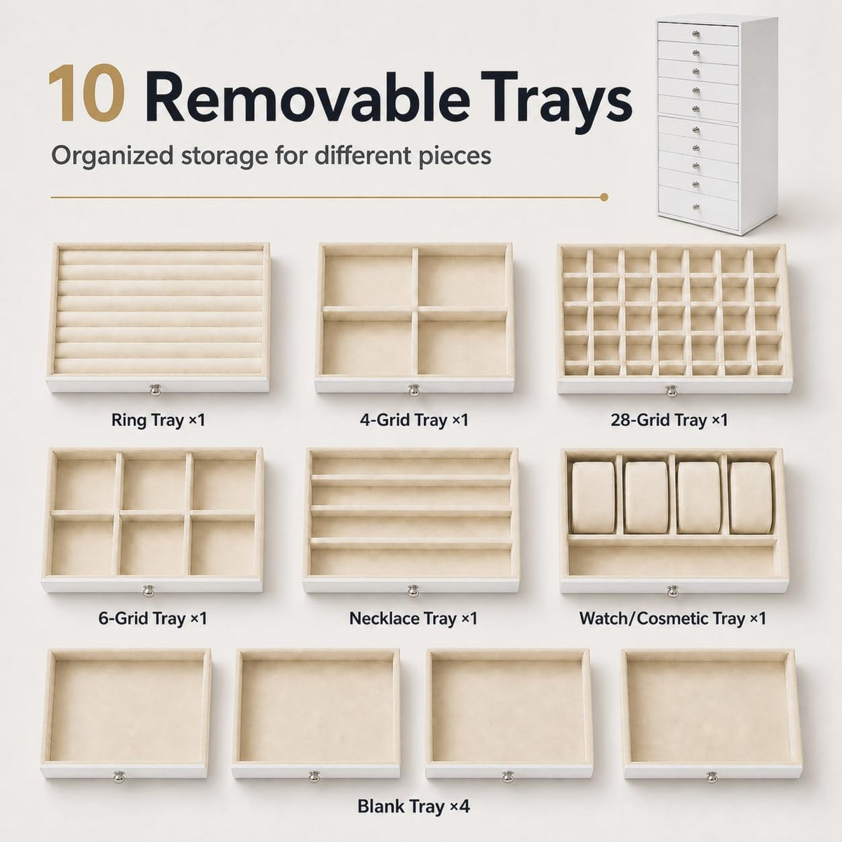 10-Drawer Jewelry Organizer Case | Premium Storage System