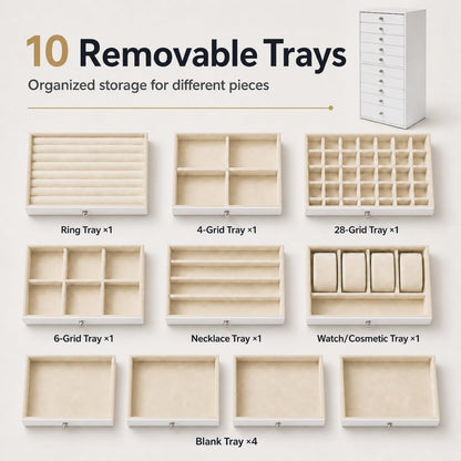 10-Drawer Jewelry Organizer Case | Premium Storage System