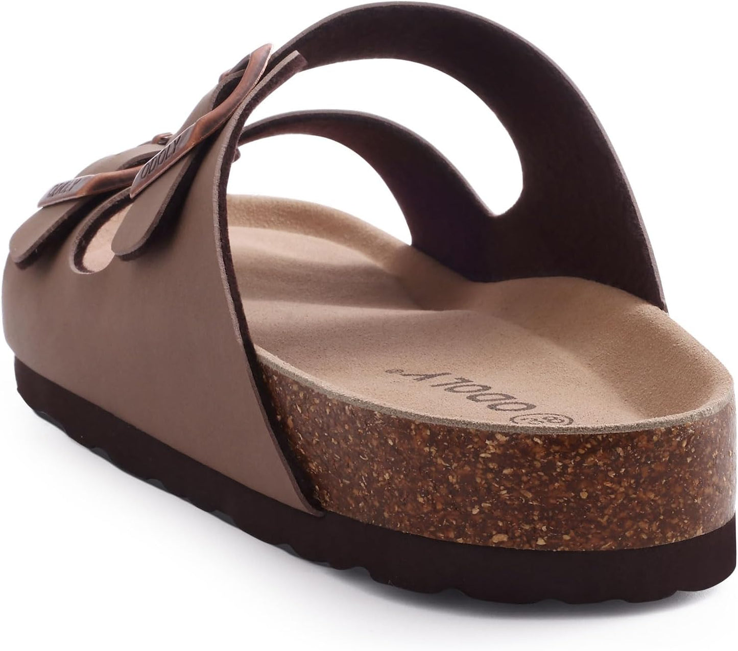 Cork Footbed Slide Sandals with Arch Support & Adjustable Buckle