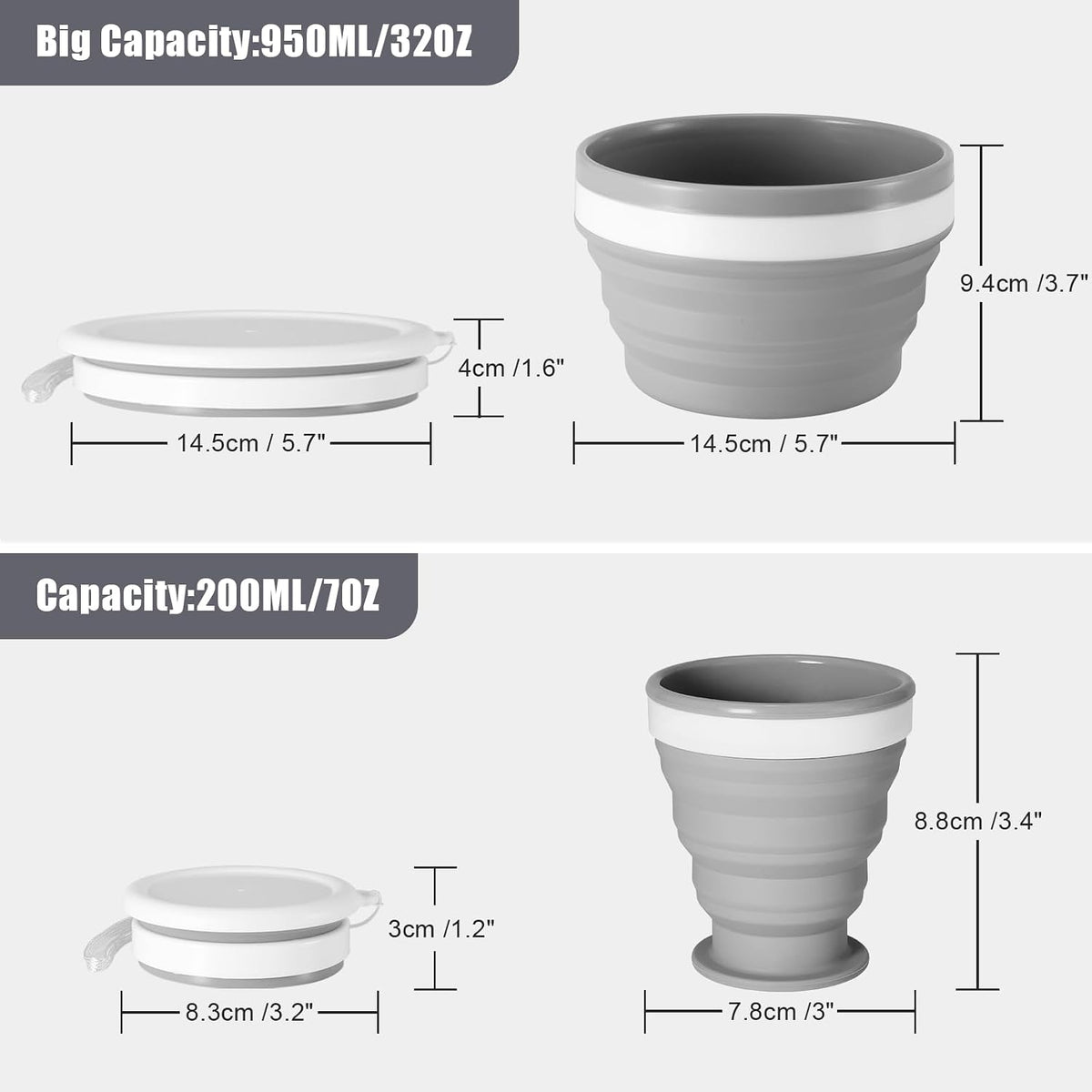 Collapsible Silicone Camping Cup & Bowl Set - Portable Kit