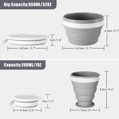 Collapsible Silicone Camping Cup & Bowl Set - Portable Kit