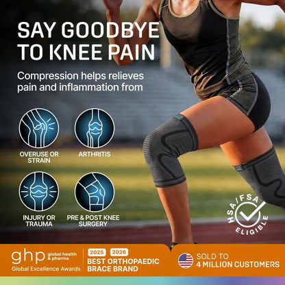 Compression Knee Sleeve 2-Pack for Active Performance Support