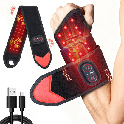 Red Light Therapy Wrist Wrap with Heat & Vibration | Cordless