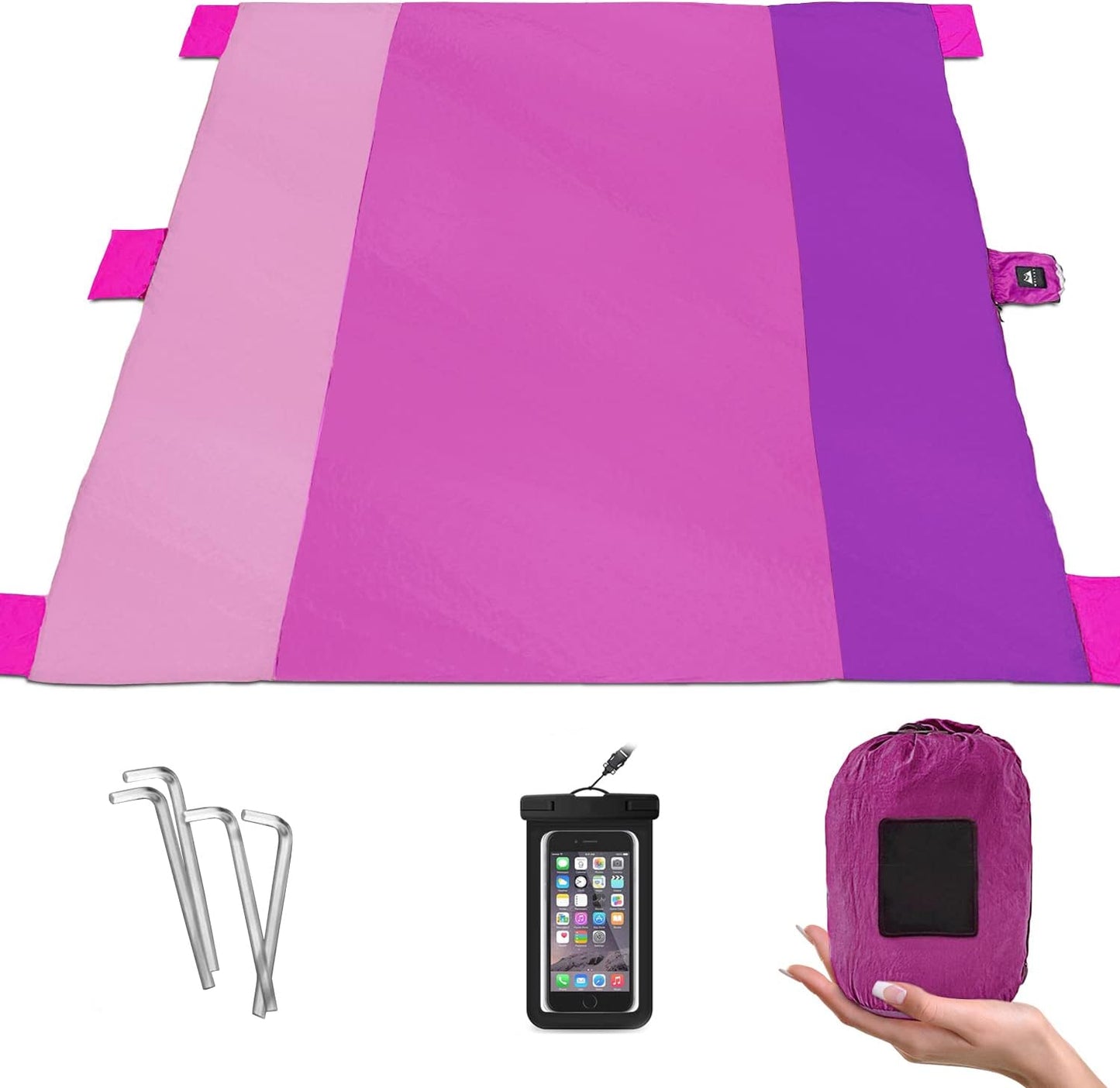Premium Waterproof Sandproof Beach Blanket 9x10 Ft - 8 Person