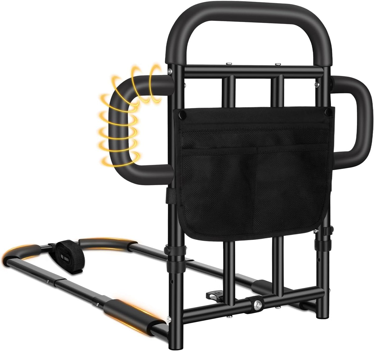 Adjustable Bed Rail with Dual Grab Bars & Sensor Light