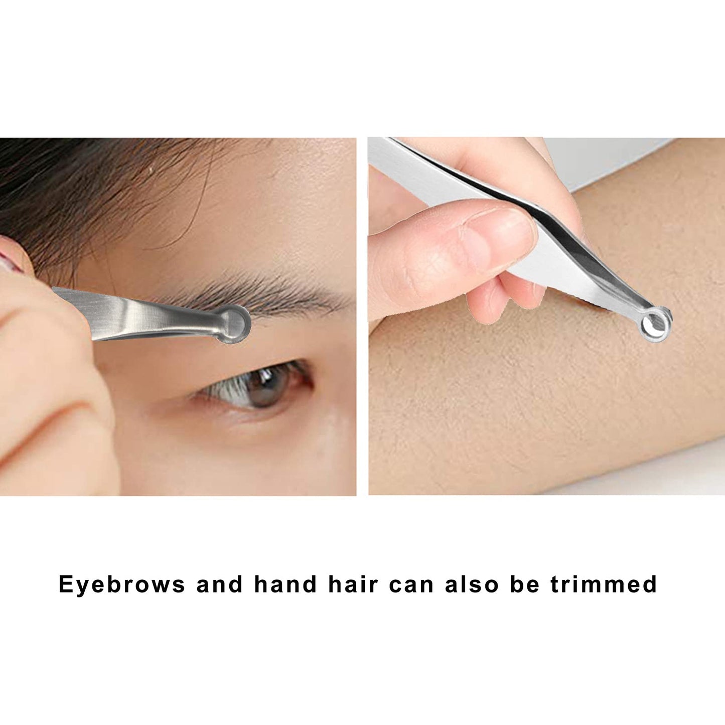 New VersaGroom Universal Nose & Ear Hair Trimmers Tweezers - Stainless Steel Nasal Clippers Eyebrow Trimmer