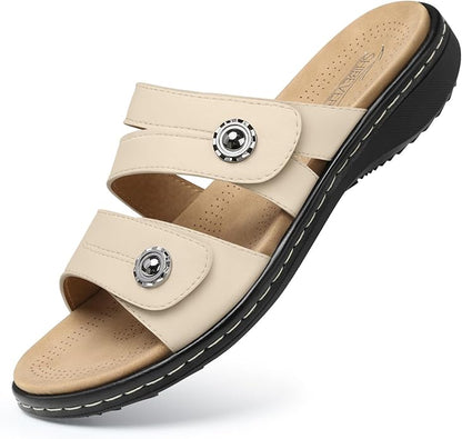 Women's Arch Support Sandals - Adjustable Wide Fit Flats