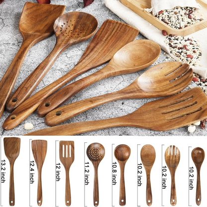 Wooden Kitchen Nonstick Utensil Set